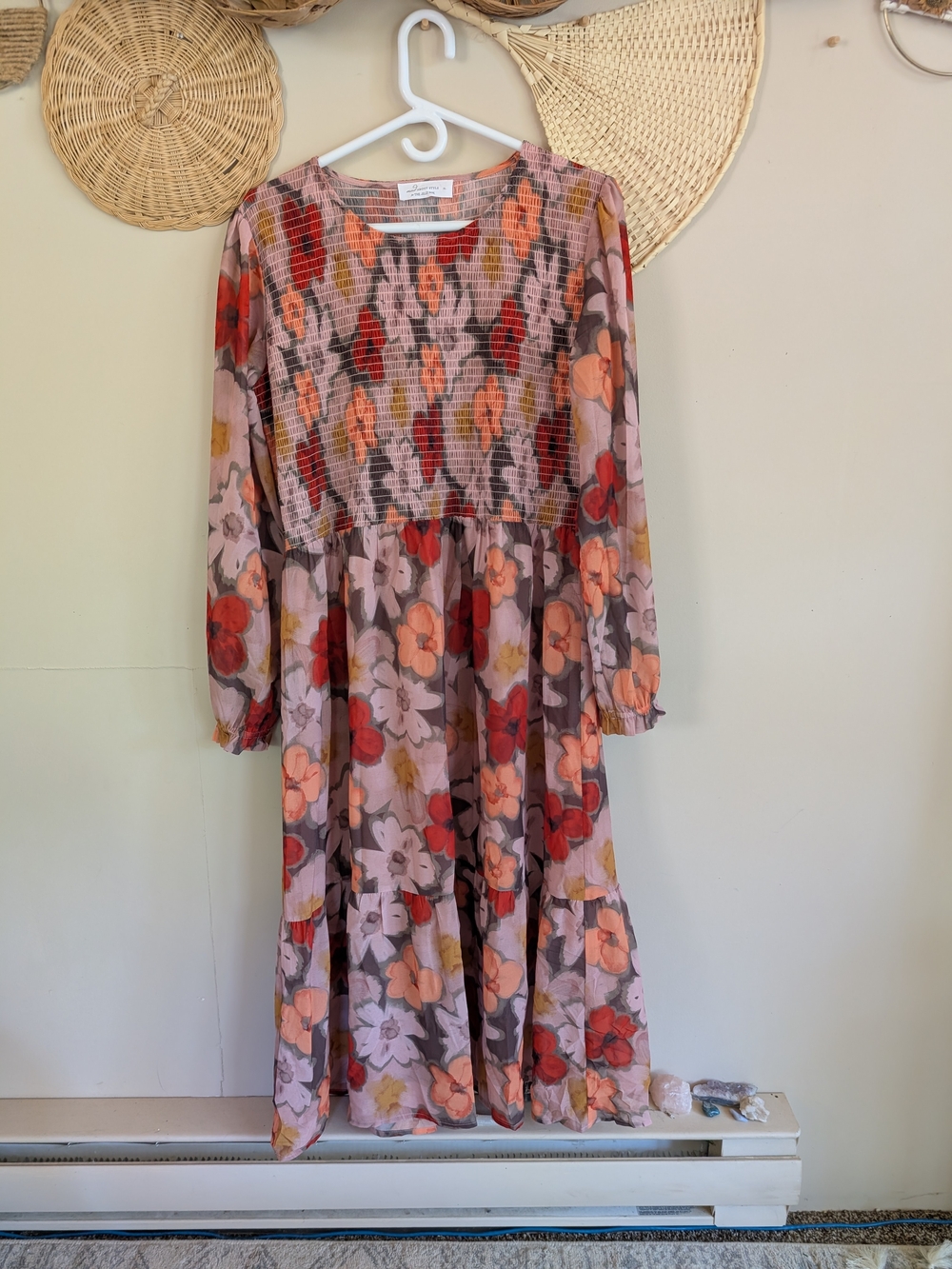 Jilly Box- Smocked Tiered Floral Long-Sleeve Midi/Maxi Dress